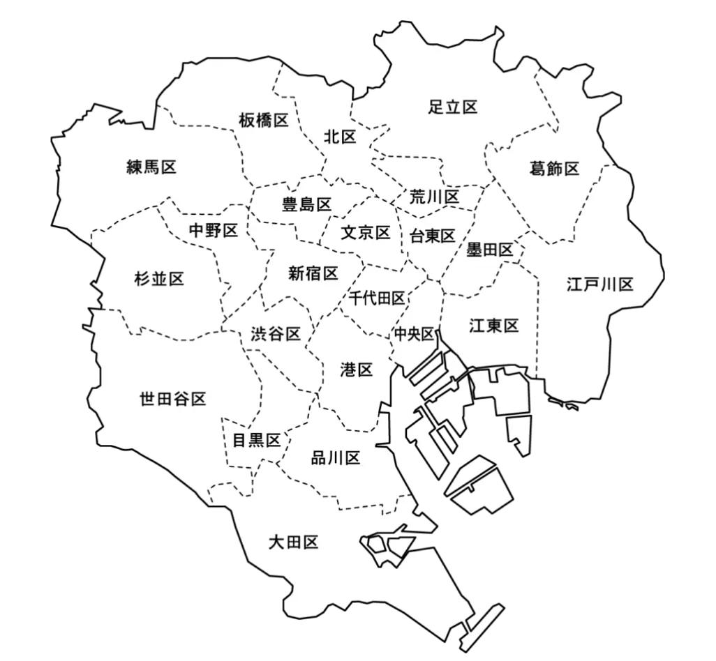 東京23区・葛飾区を中心とした近郊地域(千葉・埼玉)の地図です